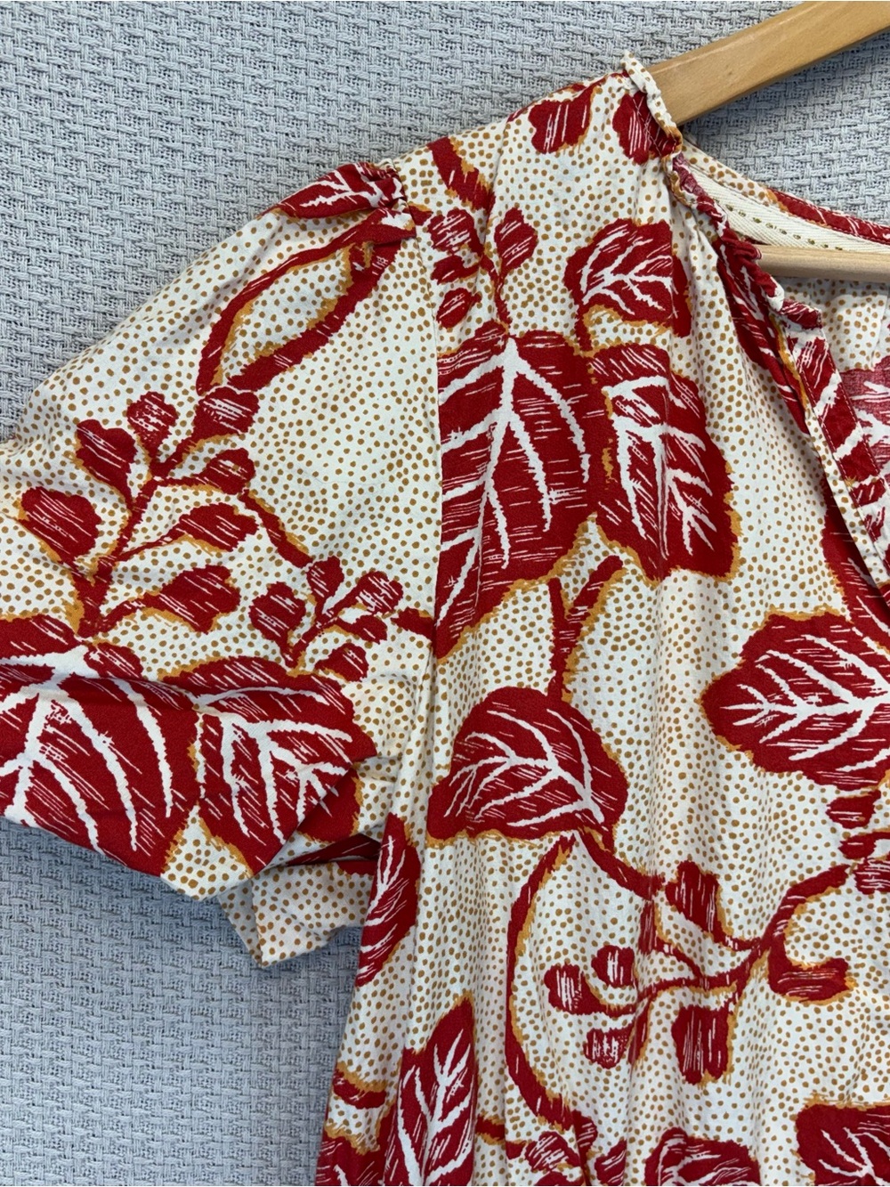 Fat Face Aubrey Vine Maxi Dress Sz 14 Cotton Tiered Boho Tropical Tan Red - Picture 3 of 10